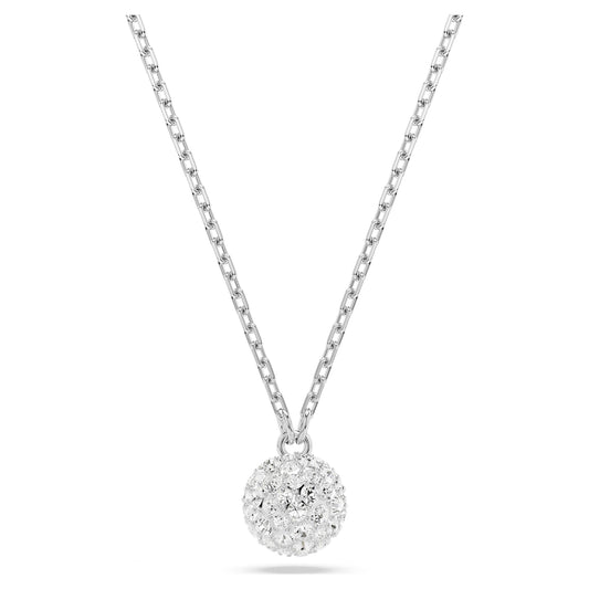 Collana Swarovski Pendente Dextera Taglio Round, Sfera, Bianco, Placcato rodio