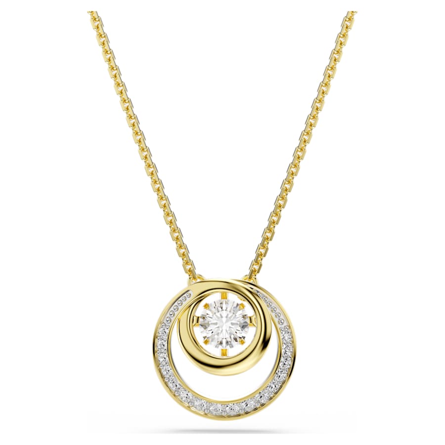 Collana Swarovski Hyperbola Pendente Taglio Round, Bianco, Placcato color oro