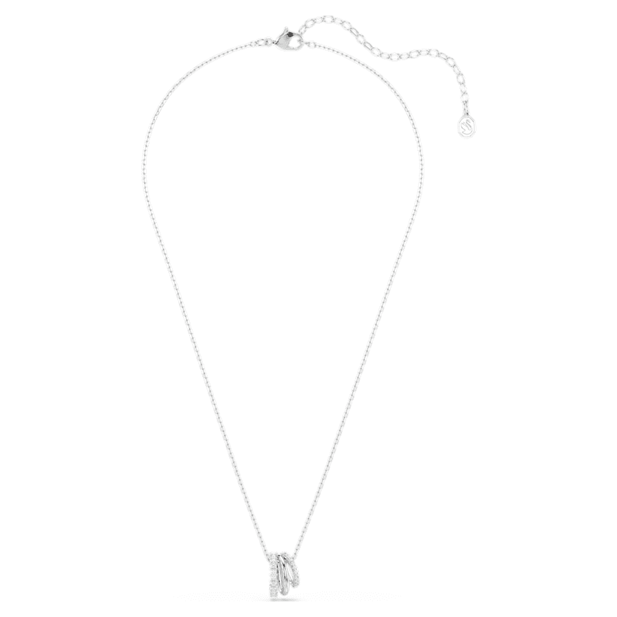 Collana Swarovski Hyperbola Pendente White Taglio Round, Bianco, Placcato rodio