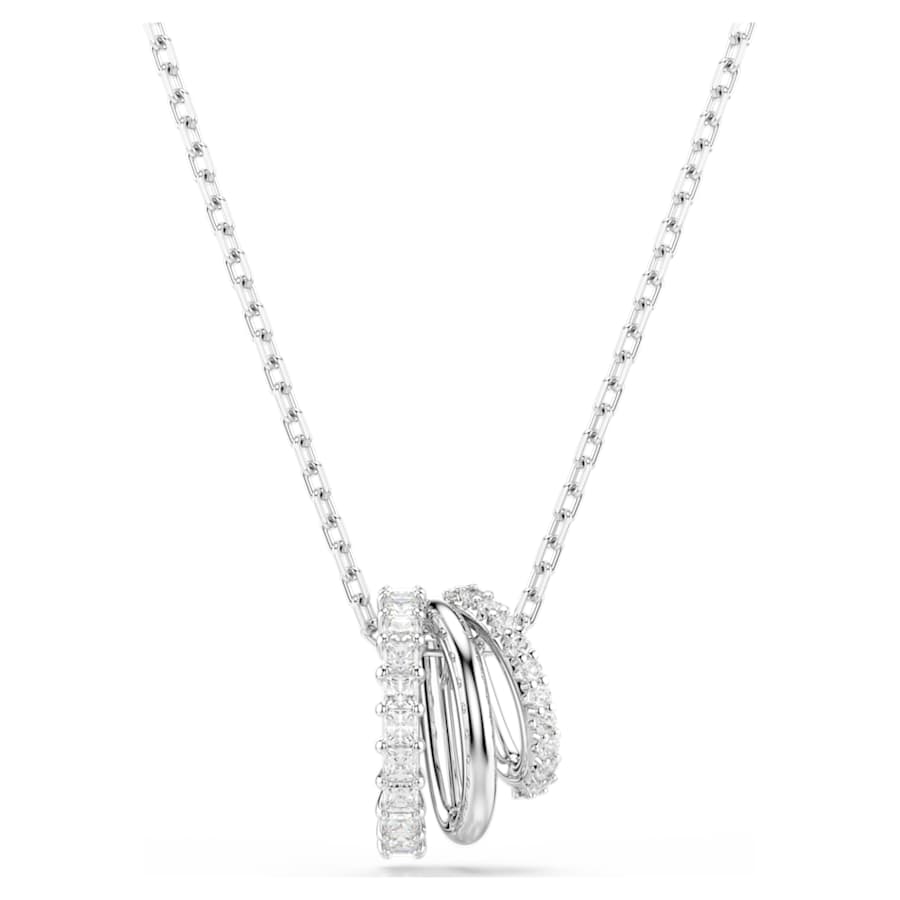 Collana Swarovski Hyperbola Pendente White Taglio Round, Bianco, Placcato rodio