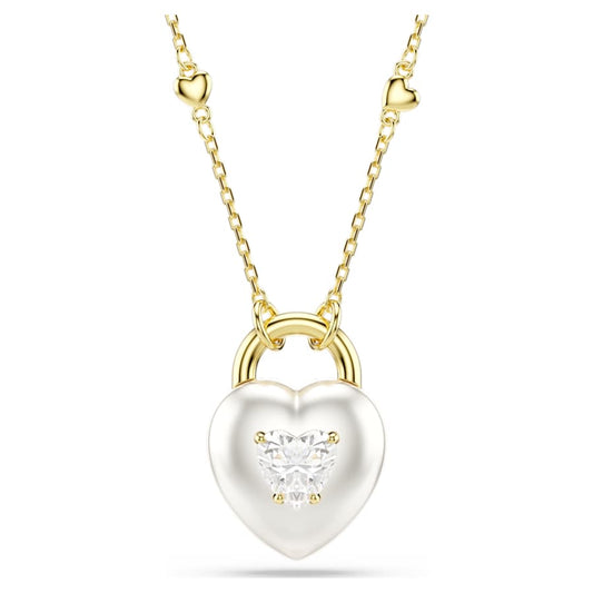 Collana Swarovski Idyllia Pendente Taglio misto, Cuore, Bianco, Placcato color oro