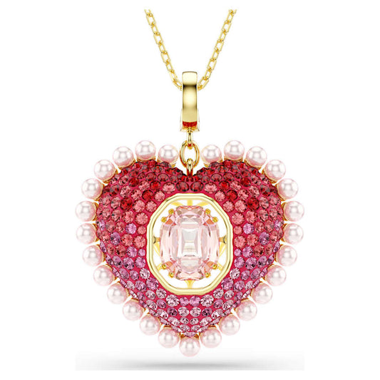 Collana Swarovski con Pendente Idyllia Taglio misto, Cuore, Rosa, Placcato color oro