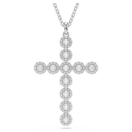 Collana Swarovski Insigne Pendente Taglio misto, Croce, Bianco, Placcato rodio