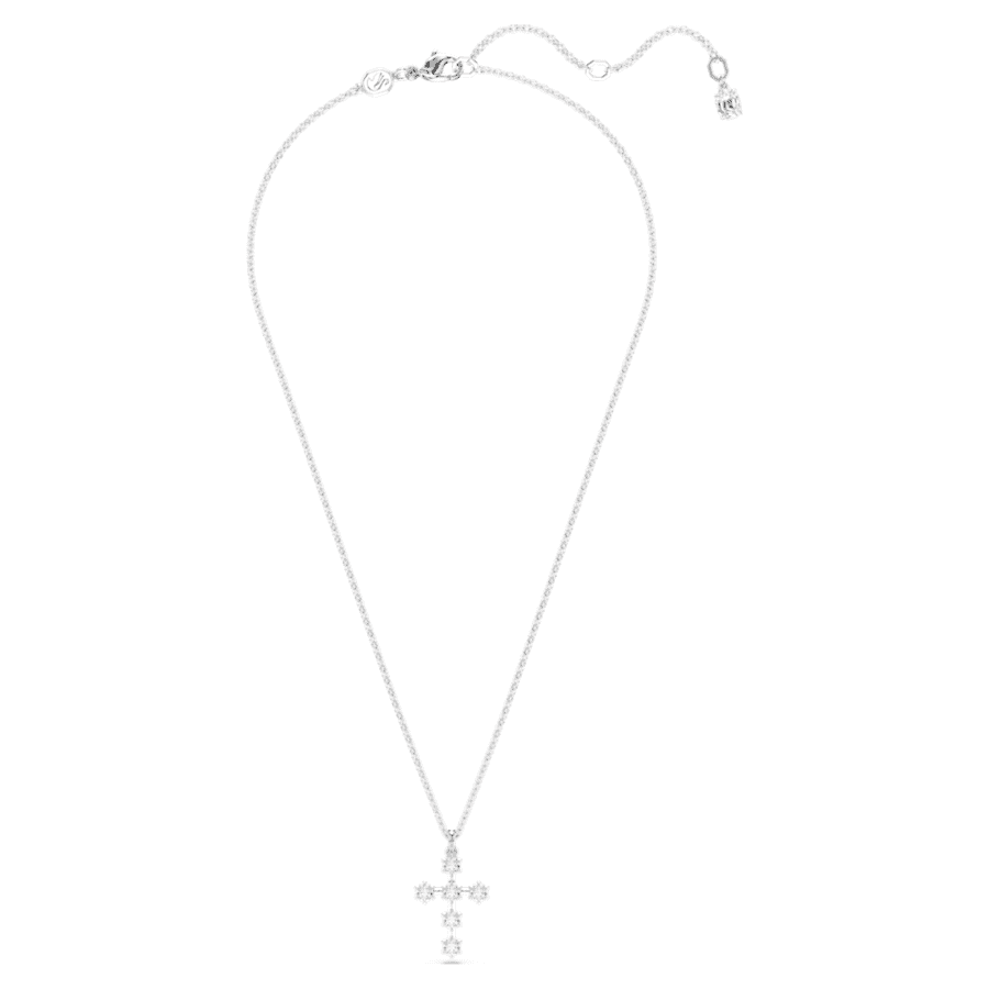 Collana Swarovski Insigne Taglio Round, Croce, Bianco, Placcato rodio