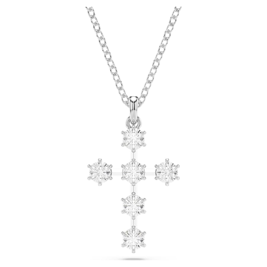 Collana Swarovski Insigne Taglio Round, Croce, Bianco, Placcato rodio