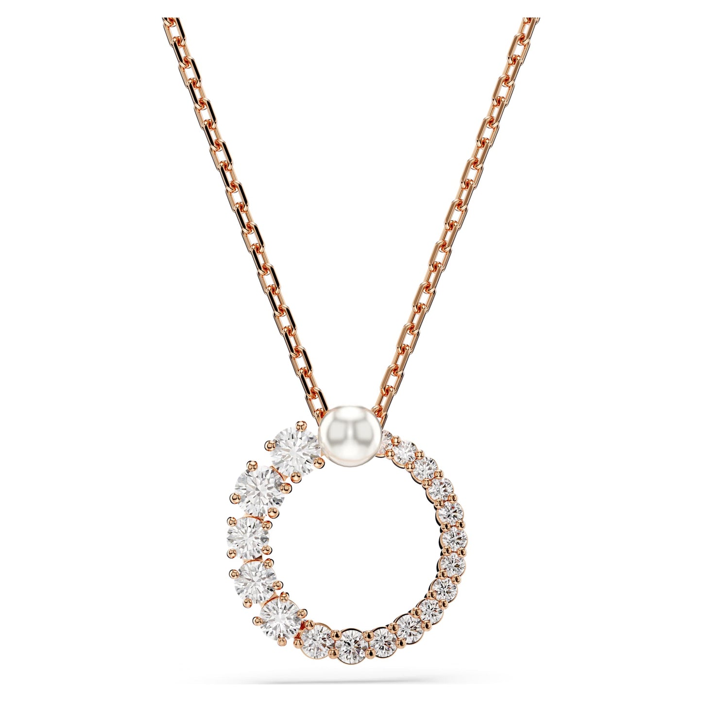 Collana Swarovski Pendente Matrix Crystal Pearl, Taglio Round, Bianco, Placcato color oro rosa