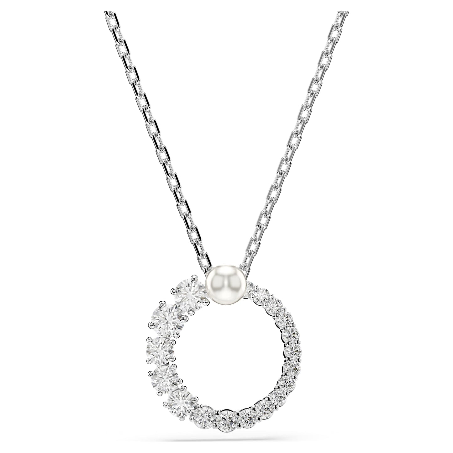 Collana Swarovski Pendente Matrix Crystal Pearl, Taglio Round, Bianco, Placcato rodio