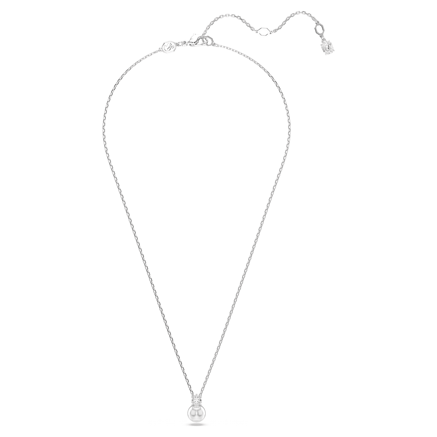 Collana Swarovski Pendente Matrix Crystal Pearl, Taglio Round, Bianco, Placcato rodio