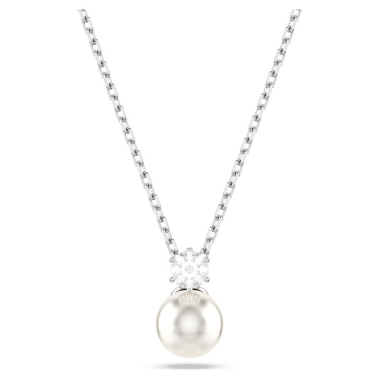 Collana Swarovski Pendente Matrix Crystal Pearl, Taglio Round, Bianco, Placcato rodio