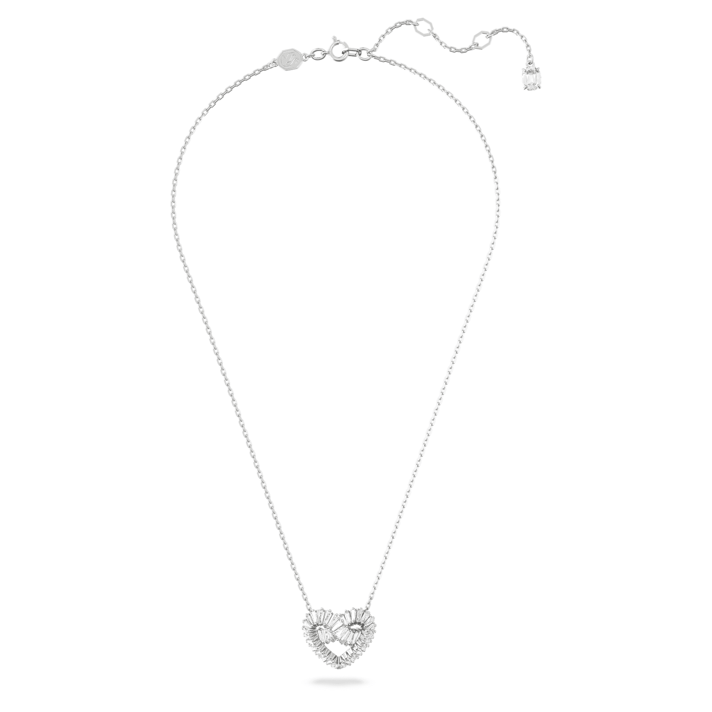 Collana Swarovski Pendente Matrix Taglio misto, Cuore, Bianco, Placcato rodio