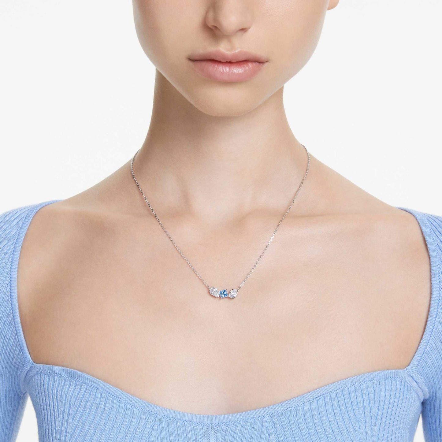 Collana Swarovski Pendente Mesmera Taglio misto, Blu, Placcato rodio