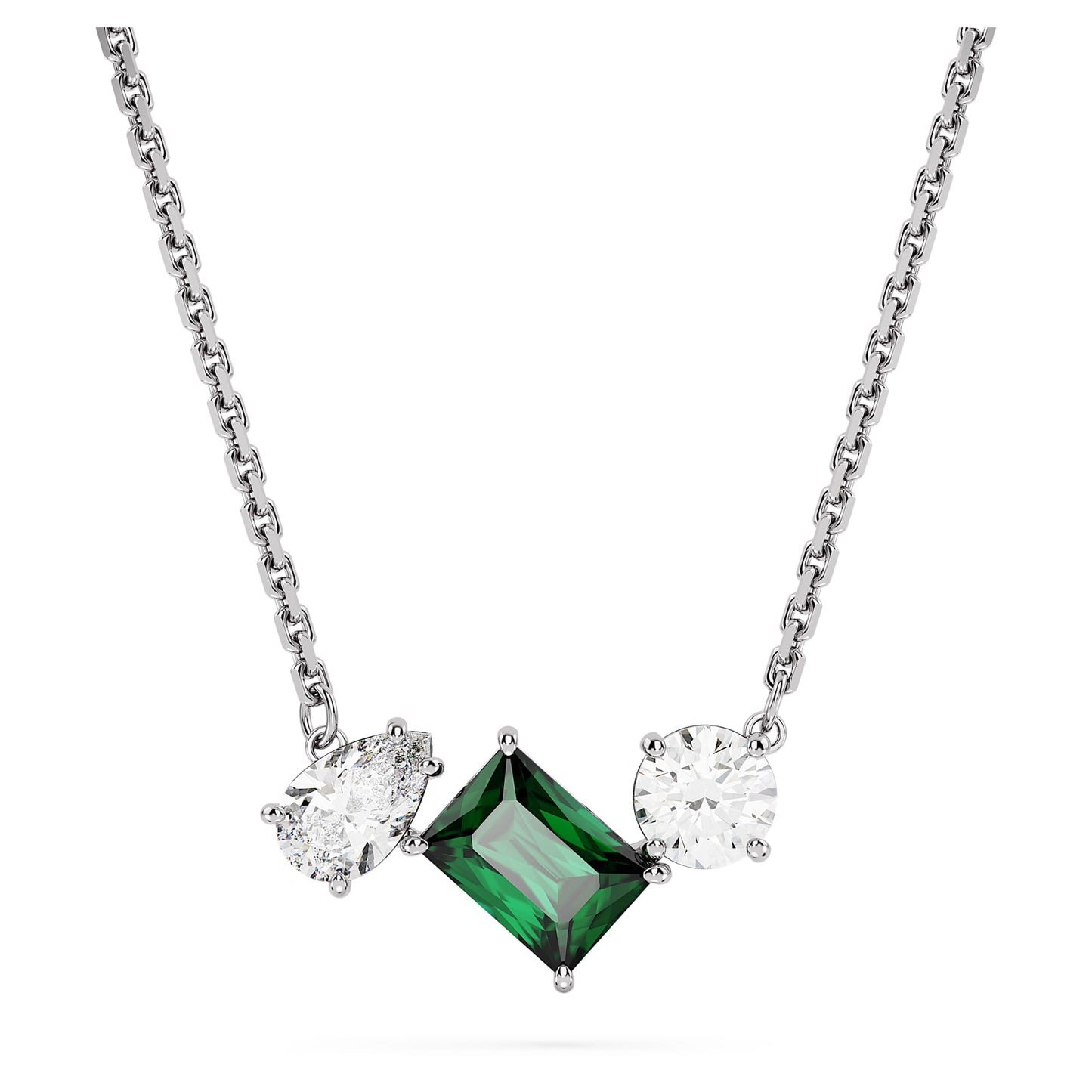 Collana Swarovski Pendente Mesmera Taglio misto, Verde, Placcato rodio