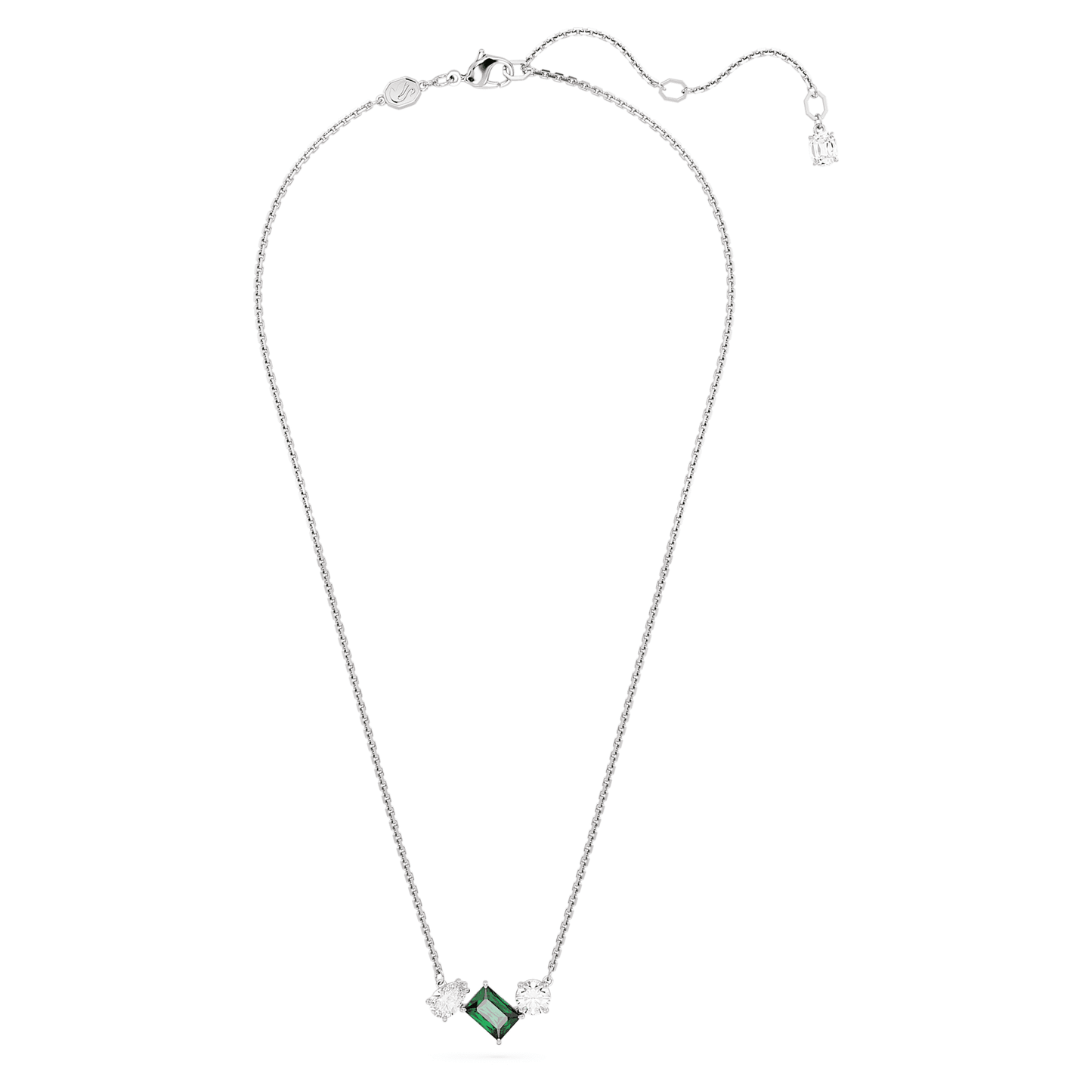 Collana Swarovski Pendente Mesmera Taglio misto, Verde, Placcato rodio