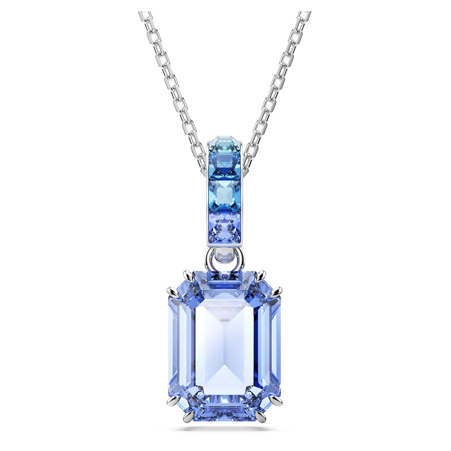 Collana Swarovski Pendente Millenia Taglio ottagonale, Blu, Placcato rodio
