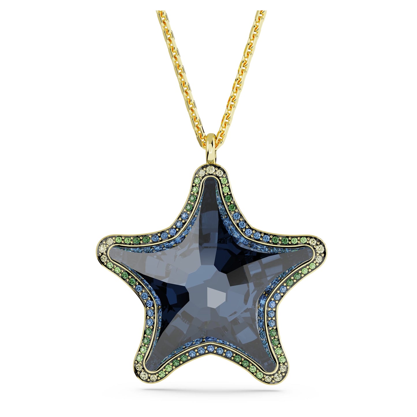 Collana Swarovski Pendente SCS Stella marina, Blu, Placcato color oro