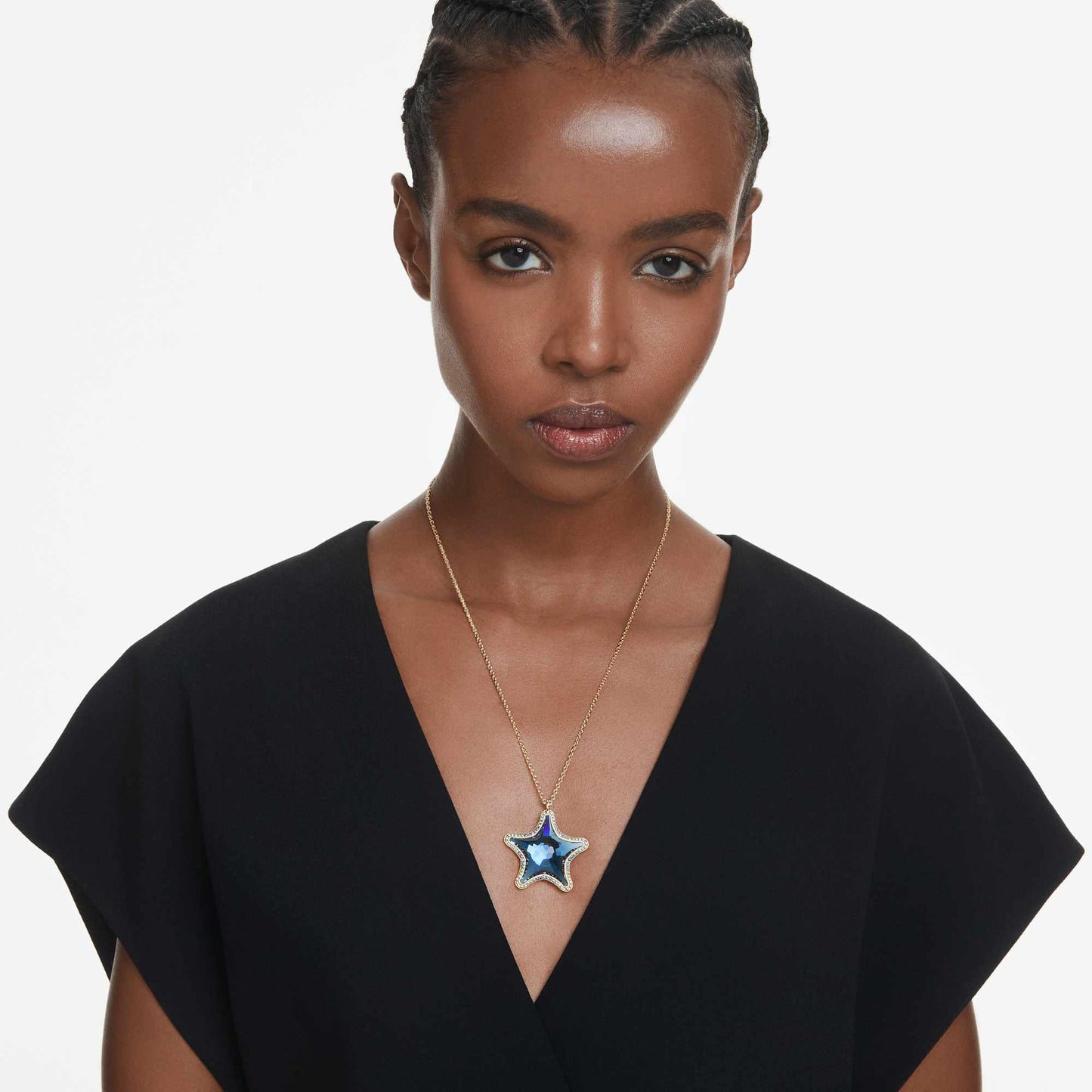 Collana Swarovski Pendente SCS Stella marina, Blu, Placcato color oro