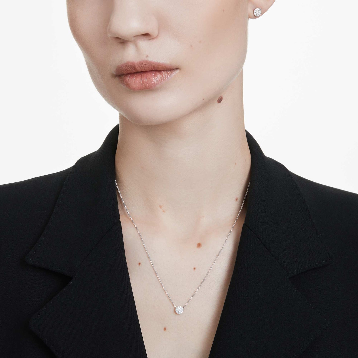 Collana Swarovski Pendente solitario halo Eternity Diamanti creati in laboratorio 0,23 ct tw, Taglio Round, Argento sterling