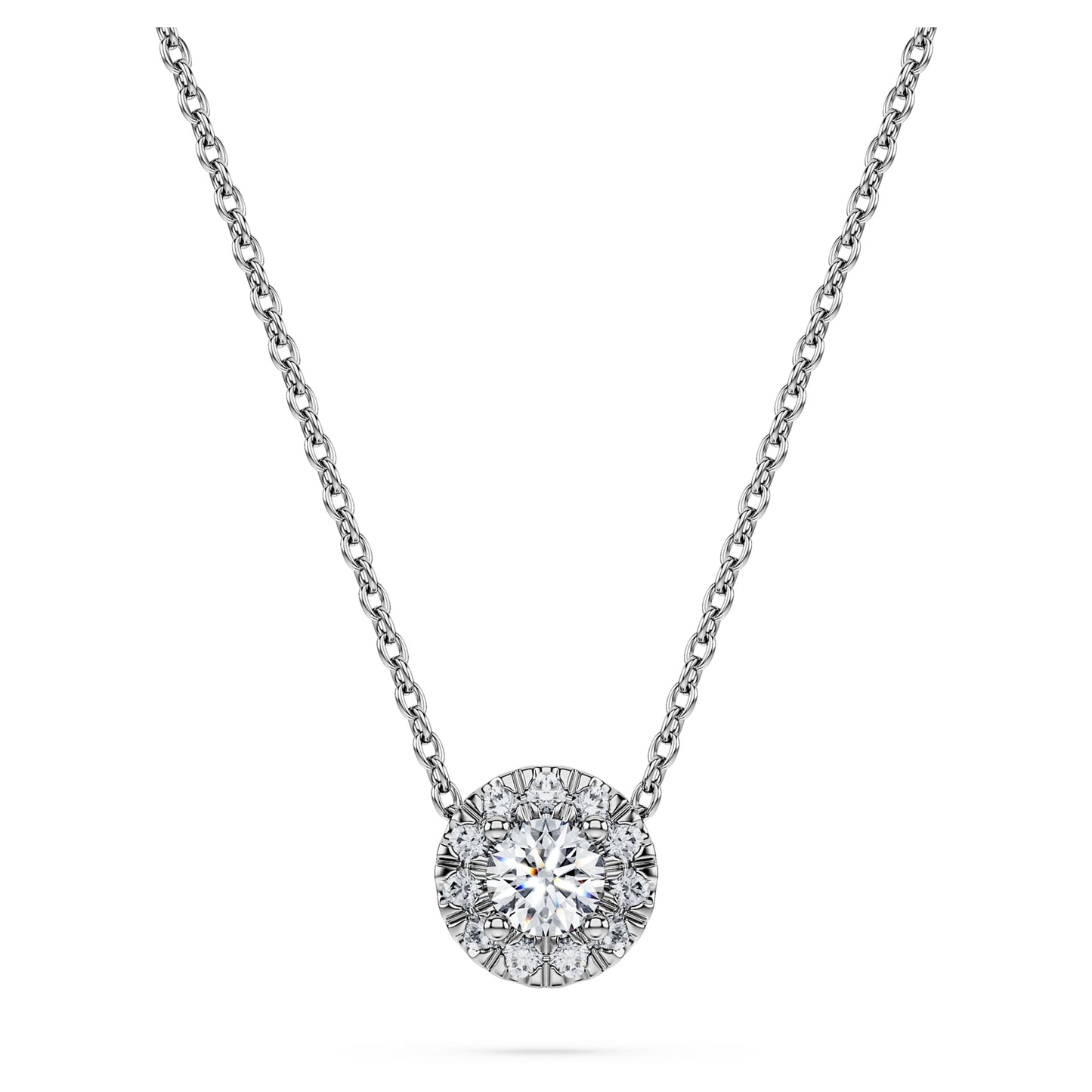 Collana Swarovski Pendente solitario halo Eternity Diamanti creati in laboratorio 0,23 ct tw, Taglio Round, Argento sterling