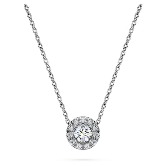 Collana Swarovski Pendente solitario halo Eternity Diamanti creati in laboratorio 0,23 ct tw, Taglio Round, Argento sterling