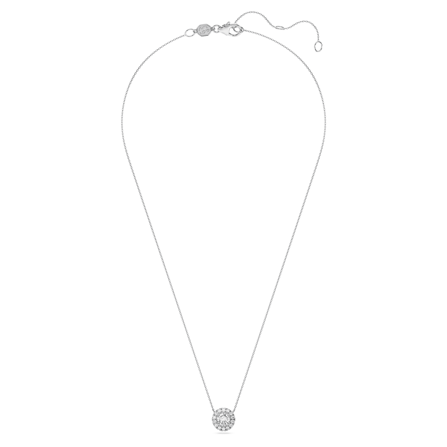 Collana Swarovski Pendente solitario halo Eternity Diamanti creati in laboratorio 1 ct tw, Taglio Round, Oro bianco 18 K