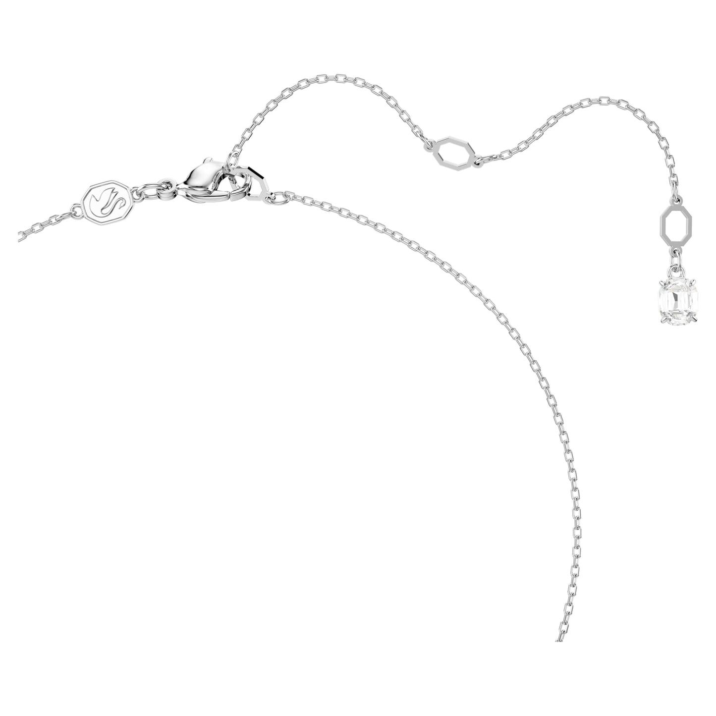 Collana Swarovski Pendente Stilla Taglio ottagonale, Bianco, Placcato rodio