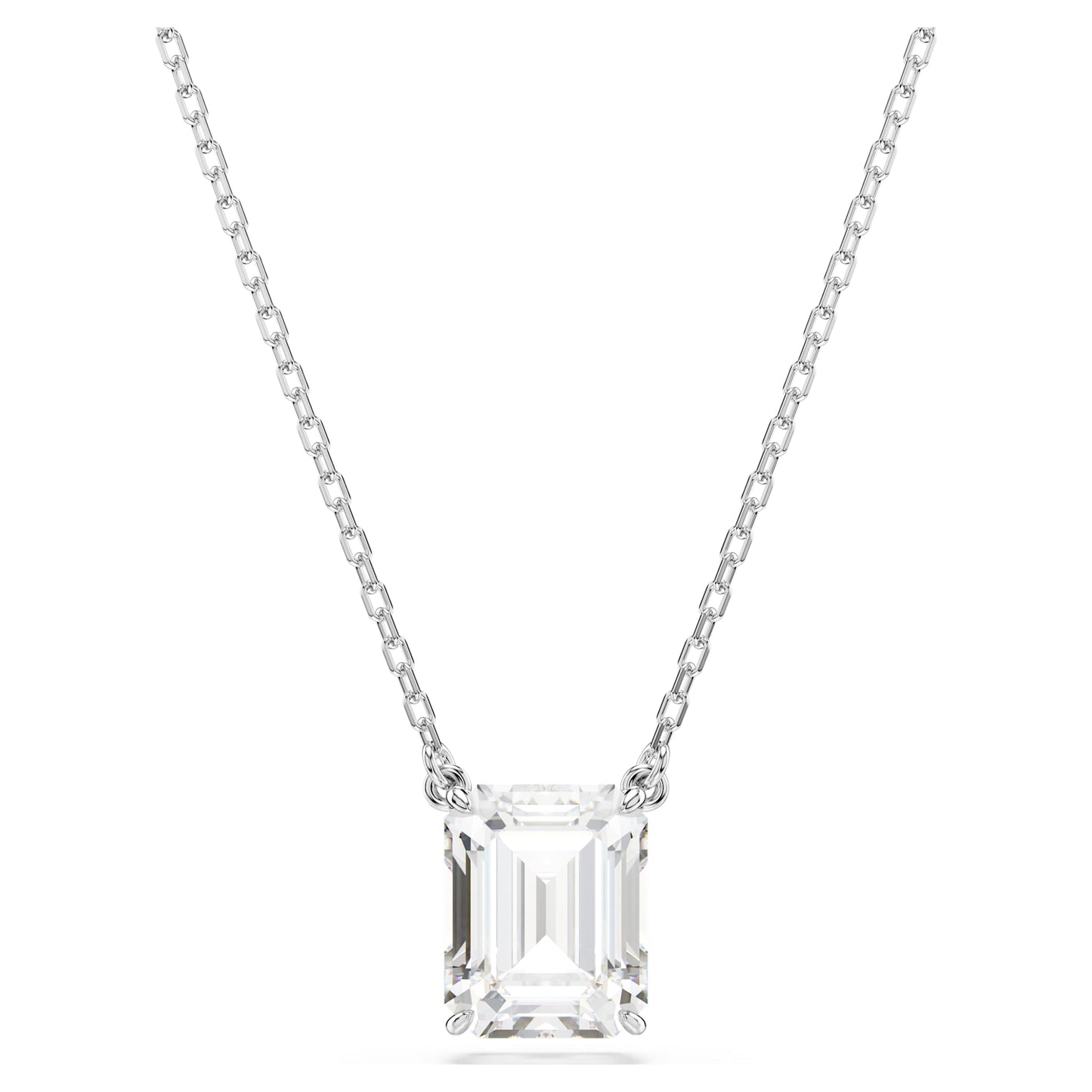 Collana Swarovski Pendente Stilla Taglio ottagonale, Bianco, Placcato rodio
