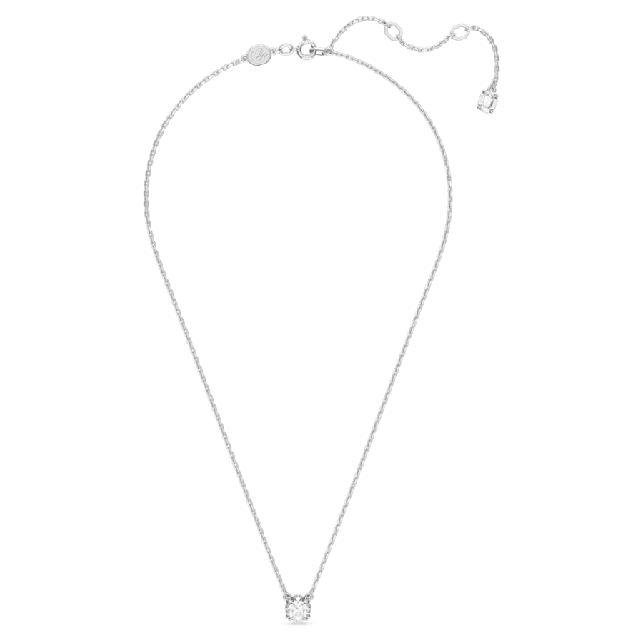 Collana Swarovski Stilla Pendente Taglio Round, Bianco, Placcato rodio