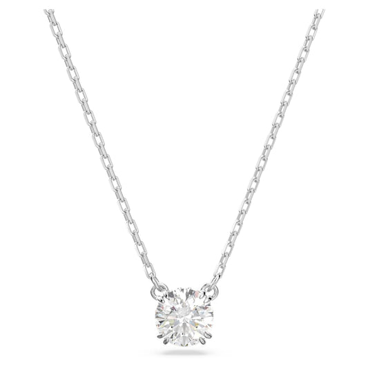 Collana Swarovski Stilla Pendente Taglio Round, Bianco, Placcato rodio