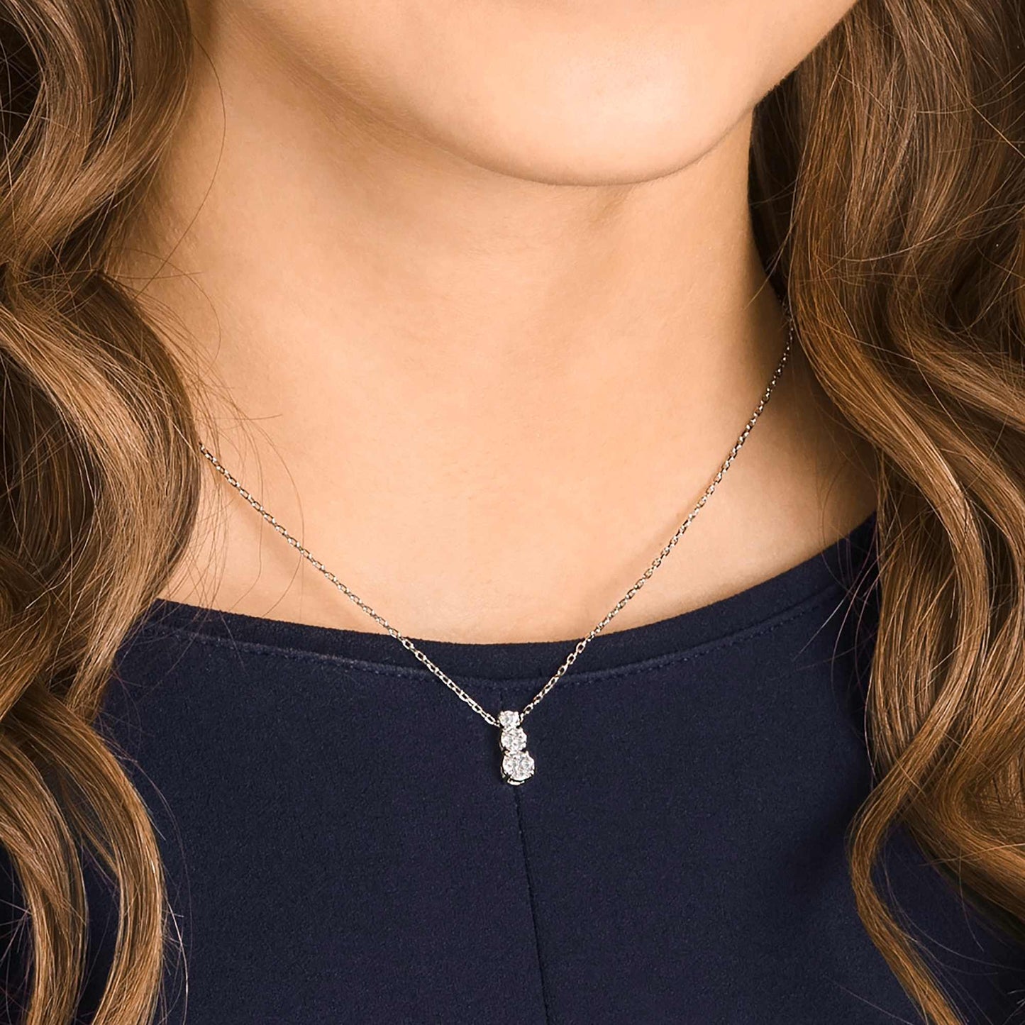 Collana Swarovski Pendente Stilla Attract Taglio Round, Bianco, Placcato rodio