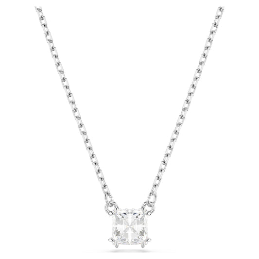 Collana Swarovski Pendente Stilla Attract Taglio squadrato, Bianco, Placcato rodio
