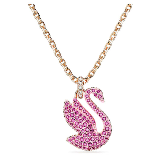 Collana Swarovski Swan Cigno, Medio, Rosa, Placcato color oro rosa