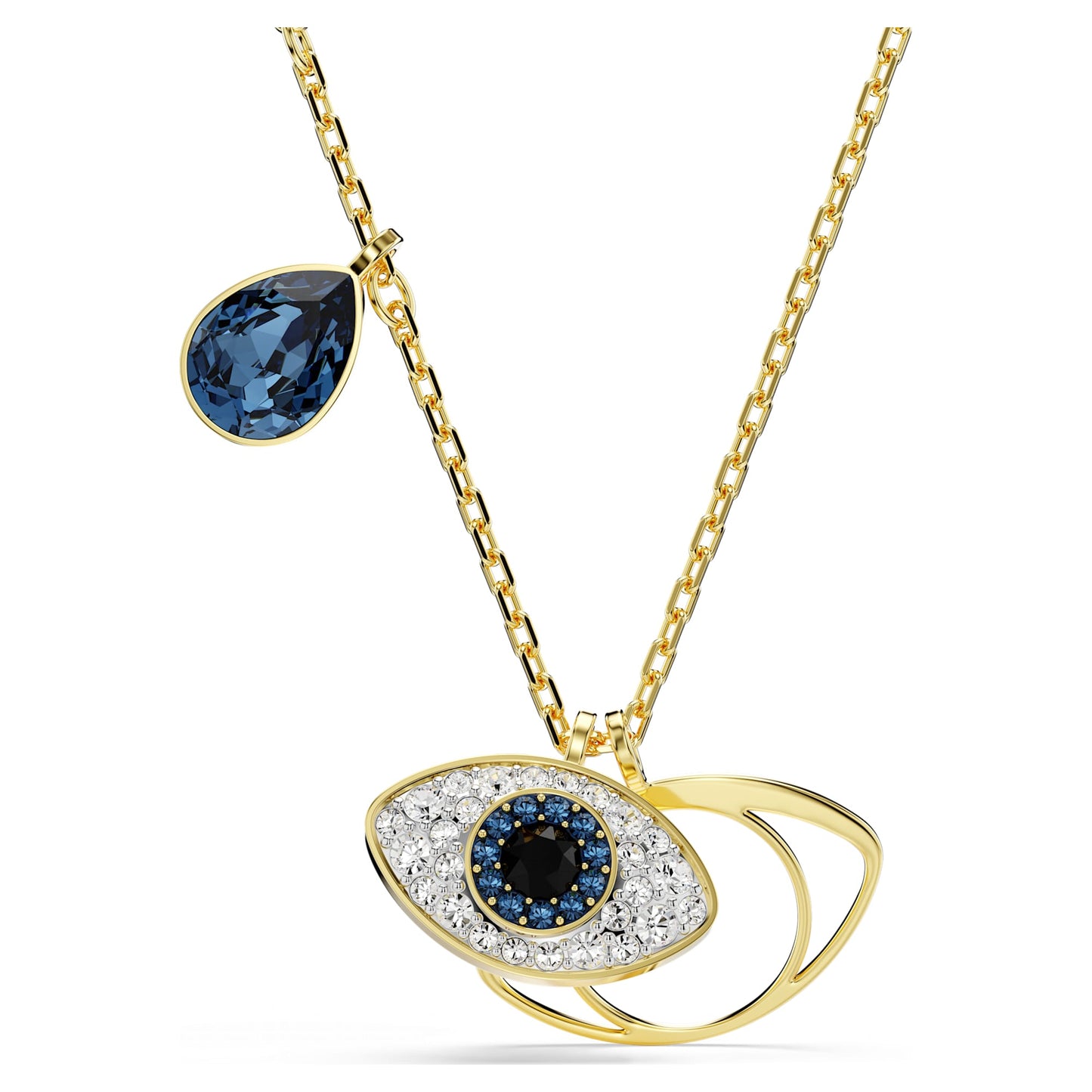 Collana Swarovski Pendente Symbolica Evil eye, Blu, Placcato color oro