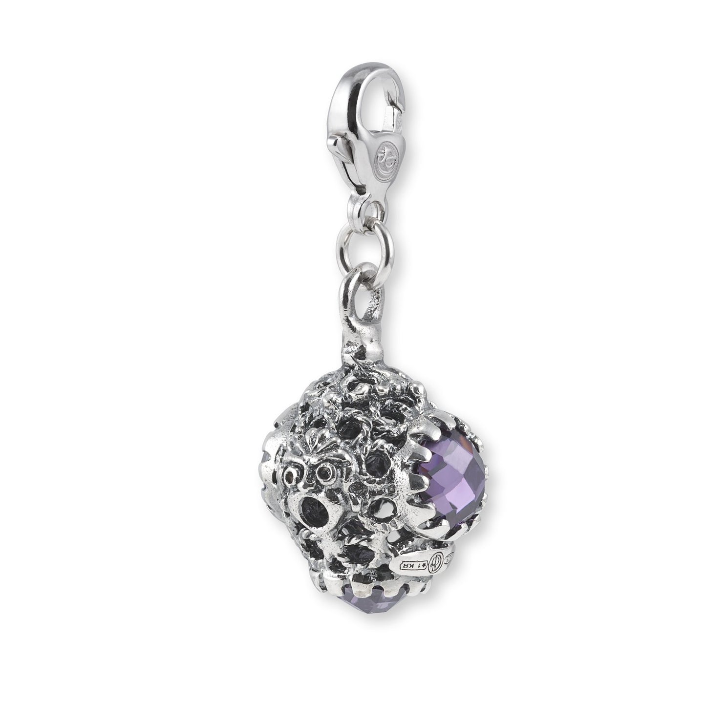 Charms Gerardo Sacco Pendente Trottole in Argento Cubic Zirconia Sfaccettato Viola