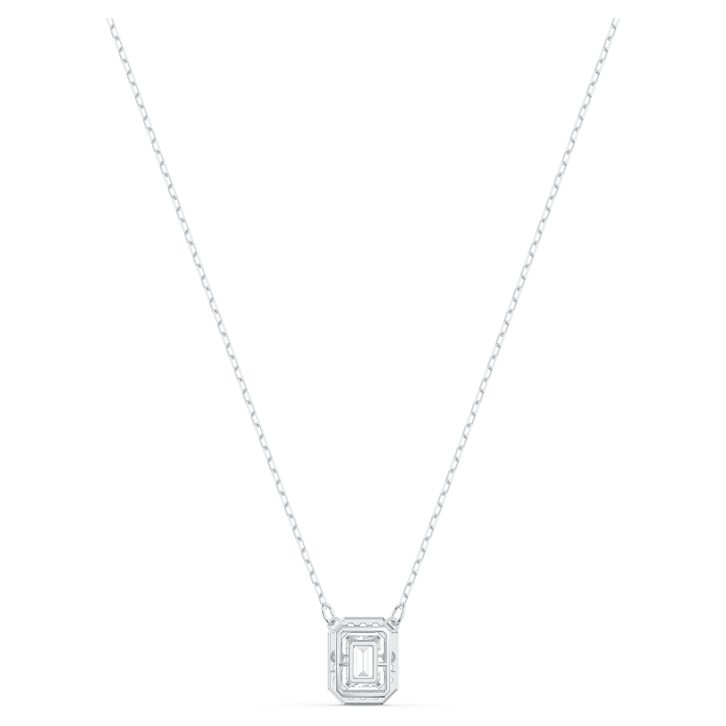 Collana Swarovski Pendente Una Taglio ottagonale, Bianco, Placcato rodio