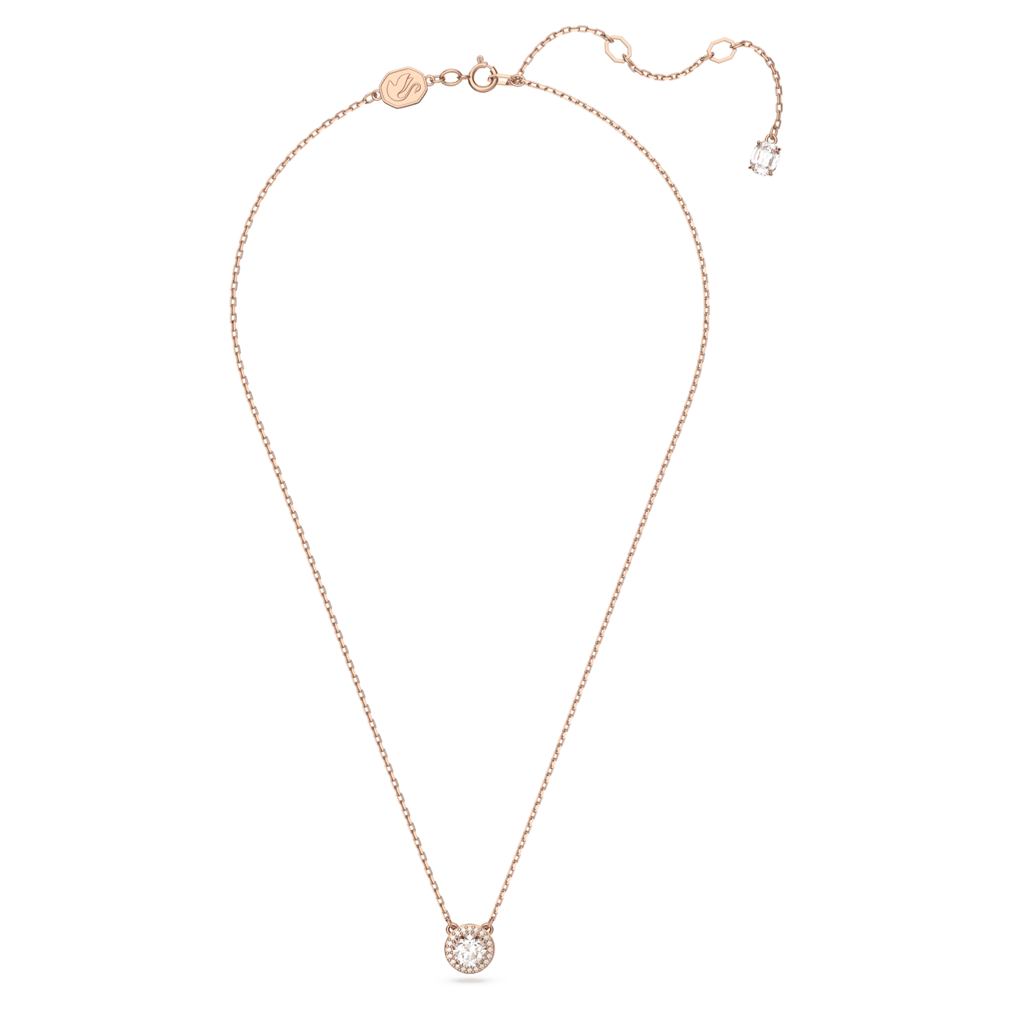 Collana Swarovski Pendente Una Angelic Taglio tondo, Pavé, Bianco, Placcato color oro rosa