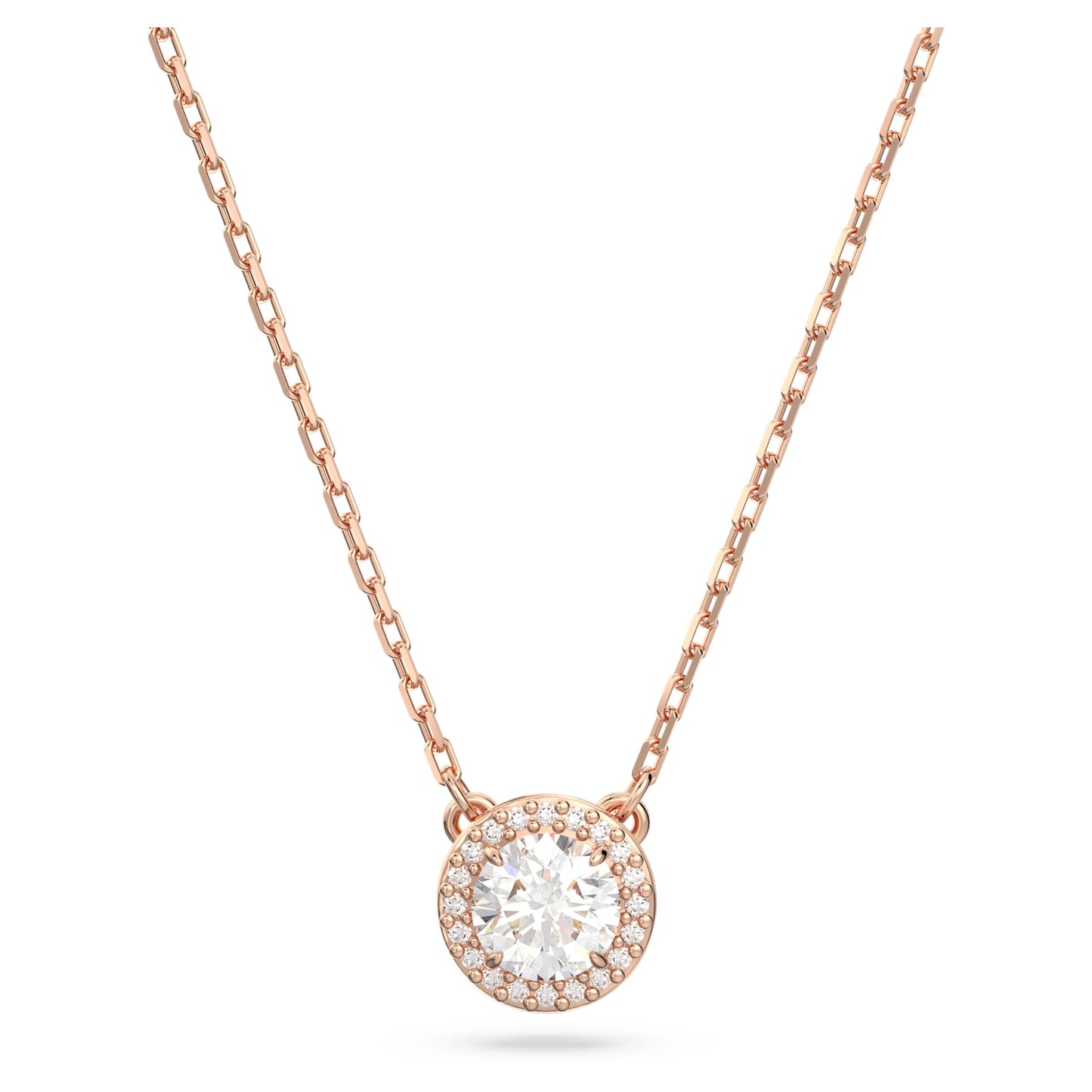 Collana Swarovski Pendente Una Angelic Taglio tondo, Pavé, Bianco, Placcato color oro rosa