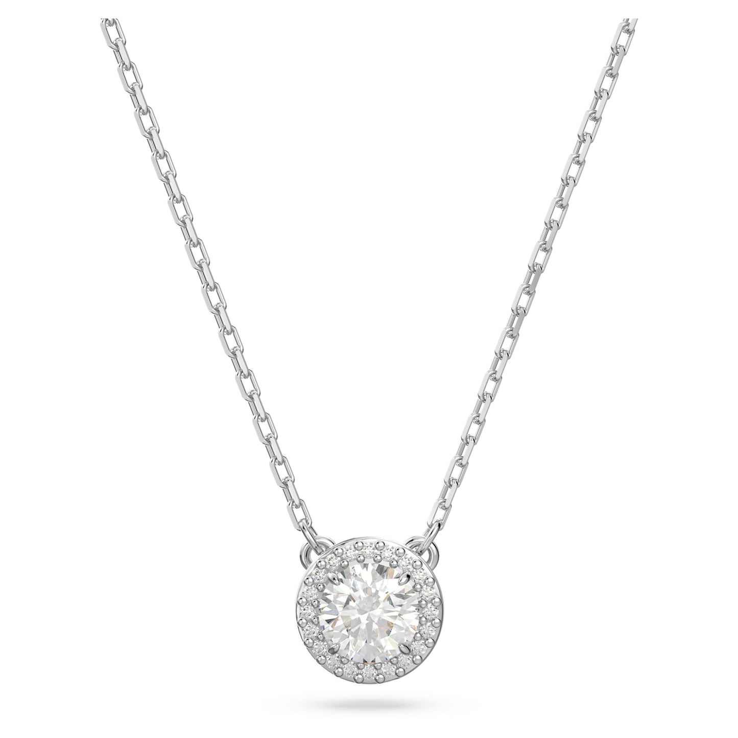 Collana Swarovski Pendente Una Angelic Taglio tondo, Pavé, Bianco, Placcato rodio