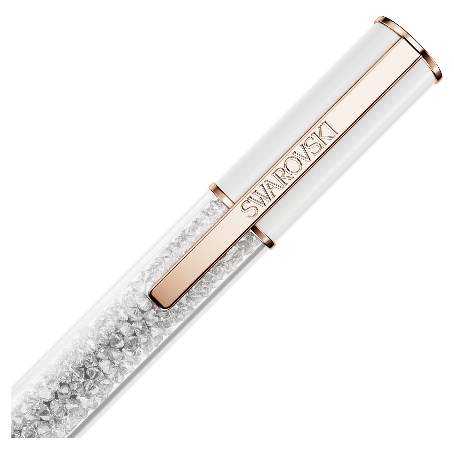 Penne a Sfera Swarovski Crystalline Lustre Bianco, Placcato color oro rosa