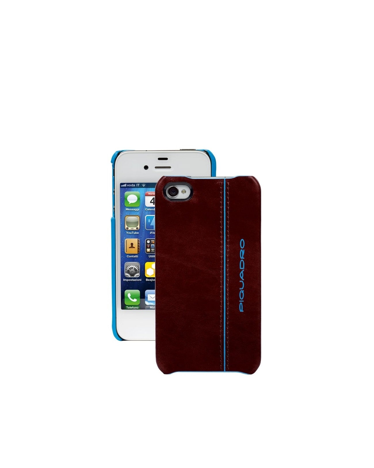 Porta Iphone Piquadro Blue Square Guscio Rigido Iphone4 Iphone4S In Pelle Mogano