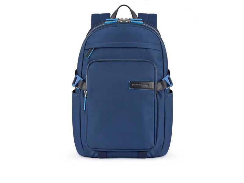 Zaini Piquadro Zaino Porta Pc Ipad In Nylon Inserto Pelle Blu