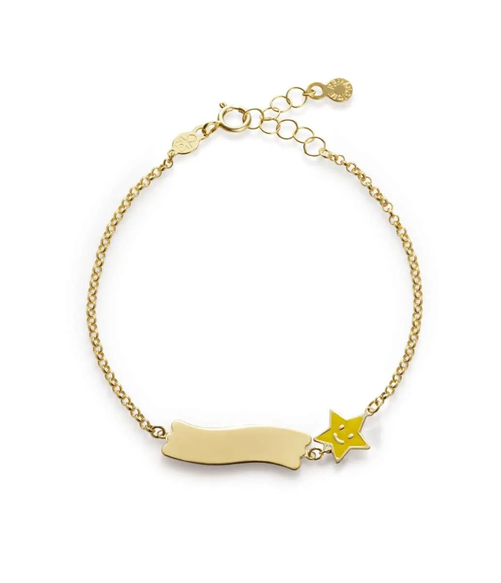 Bracciale Lebebé Prime Gioie Oro Giallo 9 Kt Targhetta e Stella Smalto