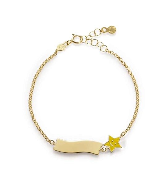 Bracciale Lebebé Prime Gioie Oro Giallo 9 Kt Targhetta e Stella Smalto