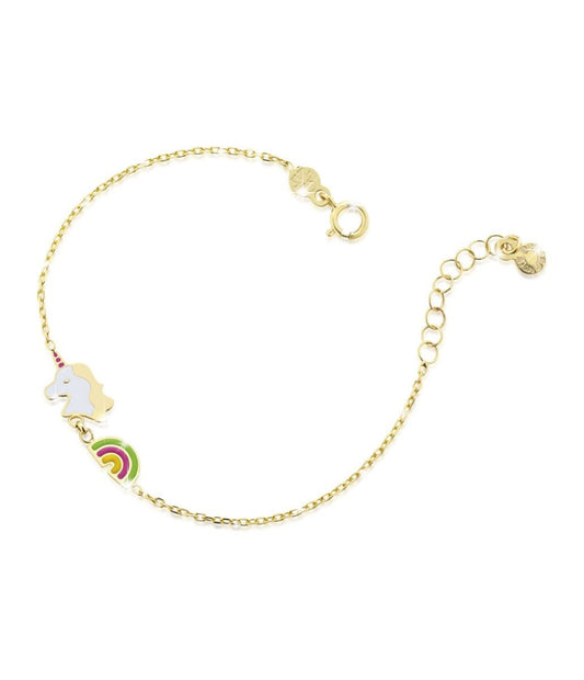 Bracciale leBebé PrimeGioie Toys Oro 9 Kt Unicorno Arcobaleno