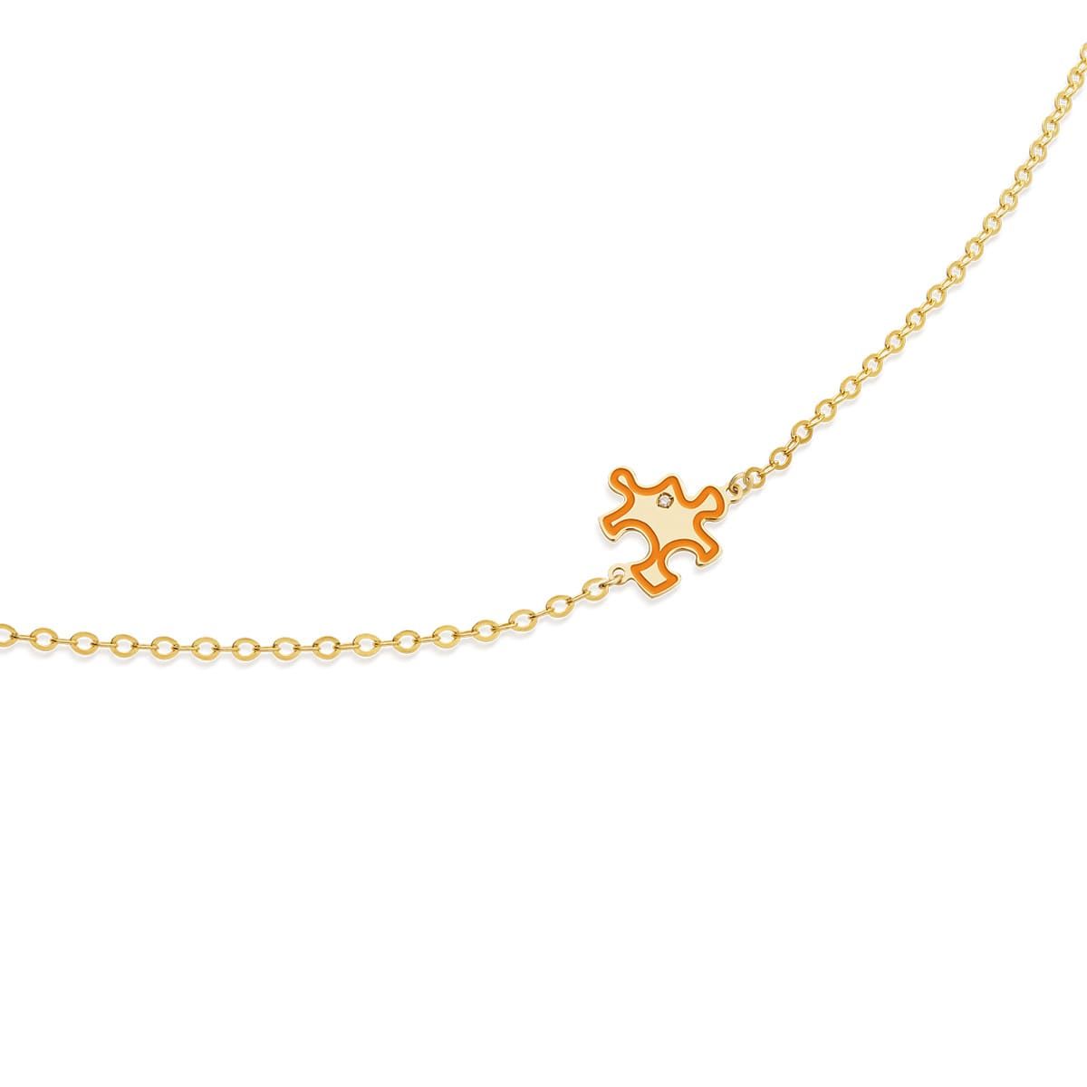 Bracciale Lebebé Prime Gioie Lucciole Oro Giallo 9 Kt Puzzle Smalto Arancione + Diamantino