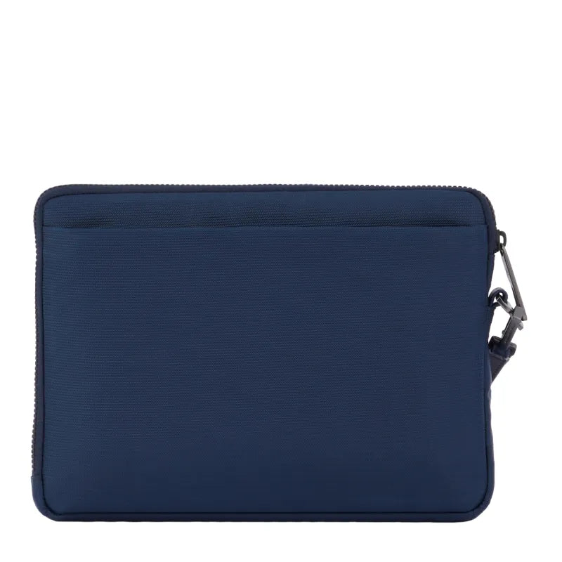 Pochette Piquadro Uomo Da Polso Tessuto Inserti Pelle Blu