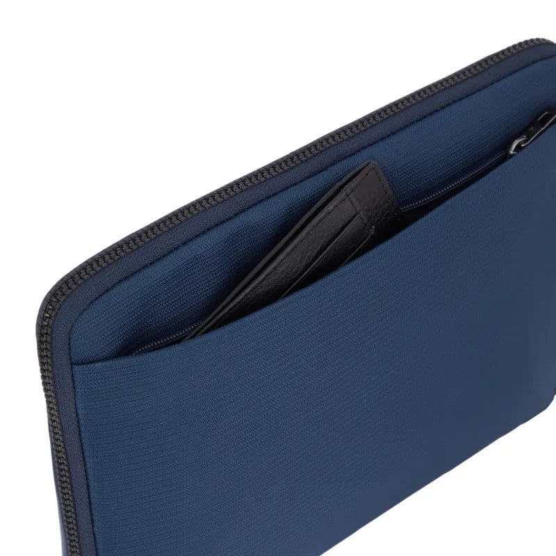 Pochette Piquadro Uomo Da Polso Tessuto Inserti Pelle Blu