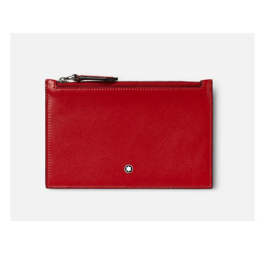 Portacarte Di Credito Montblanc Meisterstuck Bustina Con Zip Pelle Rossa