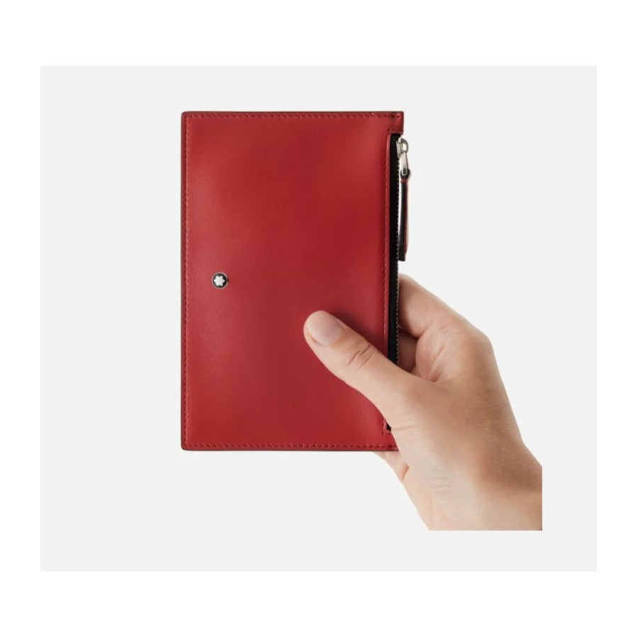 Portacarte Di Credito Montblanc Meisterstuck Bustina Con Zip Pelle Rossa