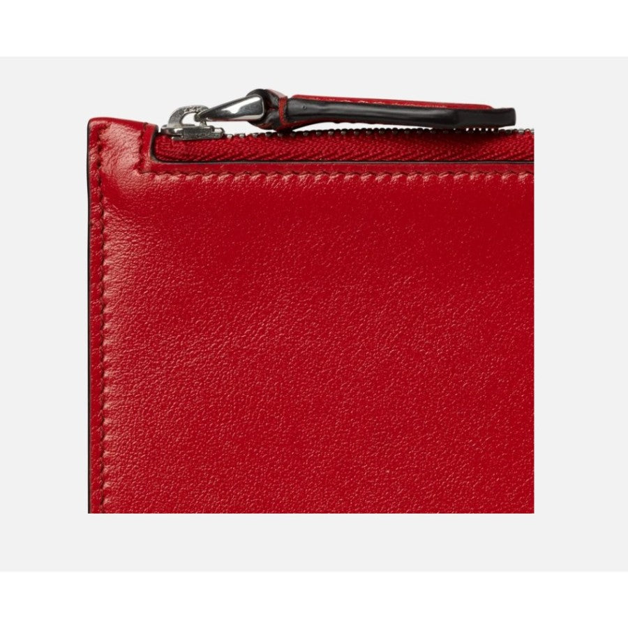 Portacarte Di Credito Montblanc Meisterstuck Bustina Con Zip Pelle Rossa