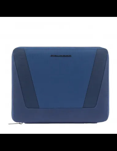 Portablocchi Piquadro Portablocco A4 Porta Ipad In Tessuto Ed Inserti Pelle Blu